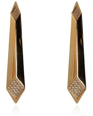 Versace Brass Earrings With Shimmering Crystals - White
