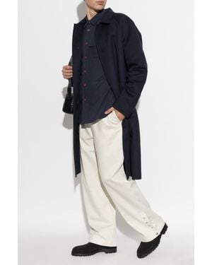 Kiton Cashmere Coat With Single Vent - Blue