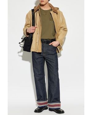 Loewe Leather Jacket With Hood - Blue
