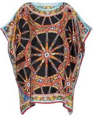 Dolce & Gabbana Silk Dress With 'Carretto' Print - Multicolour