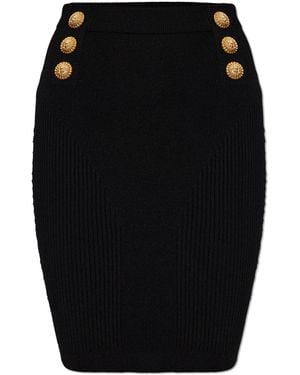 Balmain Skirt With Decorative Buttons - Black