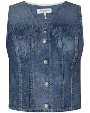 Rag & Bone Vest Made Of Denim-Like Fabric - Blue