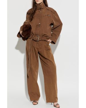 Blumarine Cotton Jacket With Epaulettes - Brown