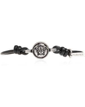 Versace Leather Bracelet With Medusa Head - Black