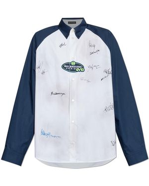 Balenciaga Shirt With Logo - Blue