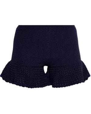Self-Portrait High-Waisted Shorts - Blue