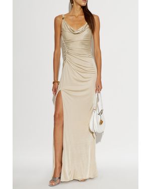 Versace Long Dress With A Slit - Natural