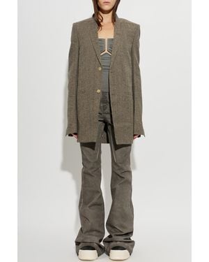 Rick Owens Wool Blazer With Single Vent - Green