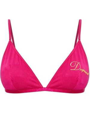 DSquared² Bra With Embroidered Logo - Pink