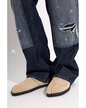 Maison Margiela Suede 'Tabi' Cut-Out Slides - Blue