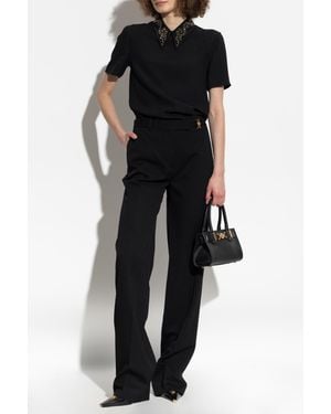 Versace Top With Applications On The Collar - Black