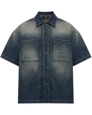 Amiri Denim Shirt With Short Sleeves - Blue