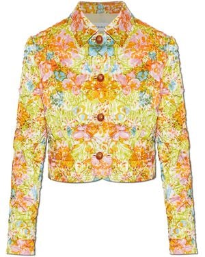 Versace Short Crinkled Jacket - Yellow