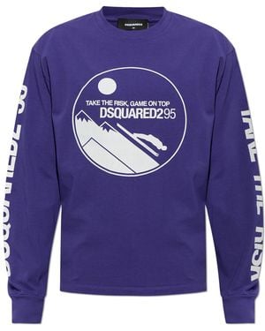 DSquared² Cotton Long Sleeve T-Shirt - Blue