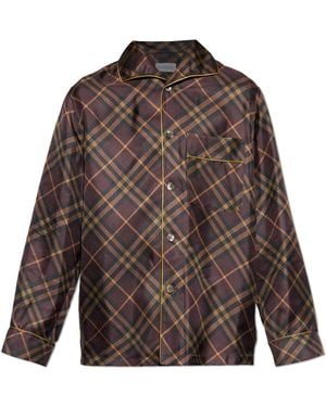 Burberry Silk Shirt With A Check Pattern - Brown