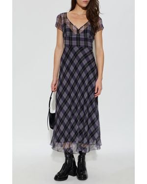 Marc Jacobs Long Dress With A Check Pattern - Blue