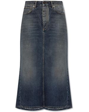 Balenciaga Denim Skirt With Vintage Effect - Blue