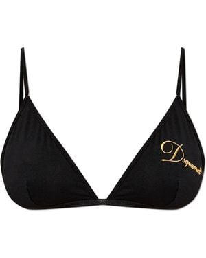 DSquared² Bralette With Embroidered Logo - Black