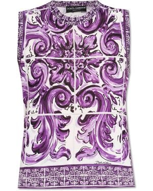 Dolce & Gabbana Top With "Majolica" Print - Purple