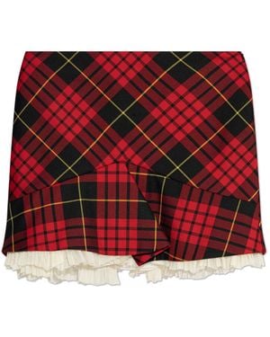 McQueen Short Skirt With A Checked Pattern - Red