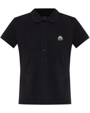 Moose Knuckles Polo Shirt With Logo Patch - Black