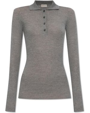 Moncler Wool Polo - Grey