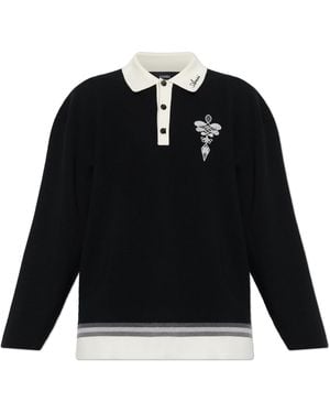 Amiri Wool Long-Sleeved Polo Shirt - Black