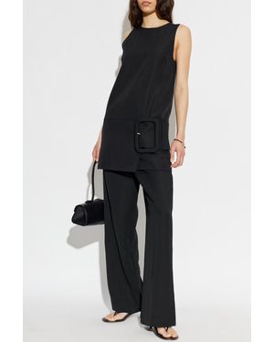 Ami Paris Wool Dress With Decorative Belt - Black