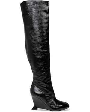 Balmain Over-The-Knee Wedge Boots - Black