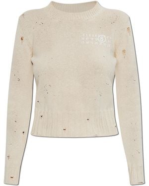 MM6 by Maison Martin Margiela Jumper With Vintage Effect - White