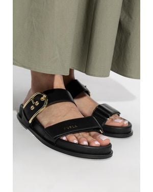 Furla Leather Slides 'Solea' - Gray