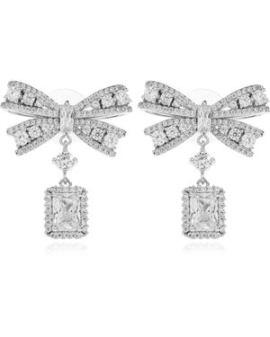 Self-Portrait Earrings With Shimmering Crystals - Metallic