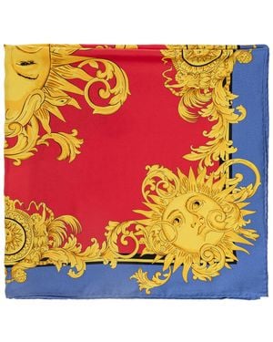 Versace Silk Scarf With "The Sun" Print - Pink