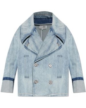 MM6 by Maison Margiela Double-Breasted Denim Jacket - Blue