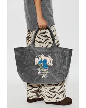 Ganni Bag With Colorful Embroidery - Gray