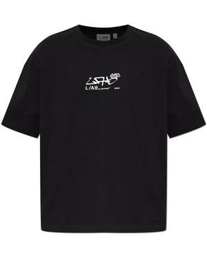 LAB C.O. OFF WHITE T-Shirt With Printed Logo - Black