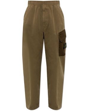 Stone Island Trousers Made Of Combined Fabrics - Green