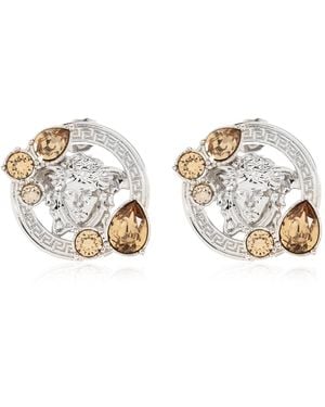 Versace Earrings With Shimmering Crystals - White