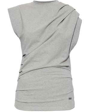 Ganni Top With Decorative Darts - Grey