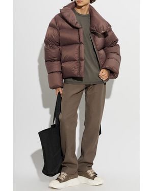 Rick Owens Puffer Jacket With Stand-Up Collar - Brown
