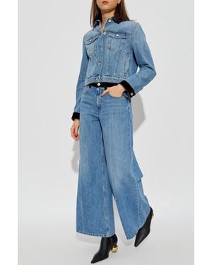 Marni Denim Jacket With Velvet Inserts - Blue