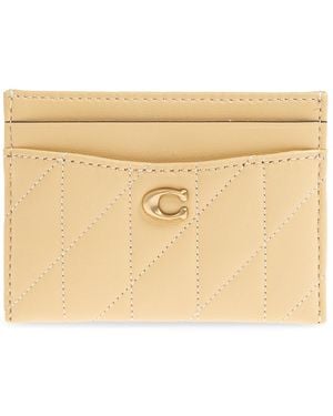 COACH Leather Card Holder - Natural