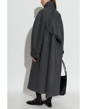 Jil Sander Wool Coat With Stand-Up Collar - Black