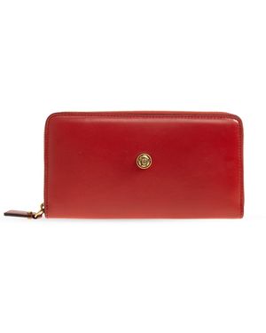 Versace Leather Wallet With Medusa Head - Red