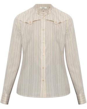 Chloé Striped Silk Shirt - White