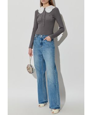 Self-Portrait Top With A Detachable Collar - Blue