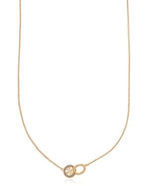 Tory Burch Necklace With A Logo Encrusted With Shimmering Crystals - White