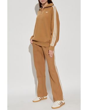 adidas Originals Sweater With Zip-Up Collar - Natural