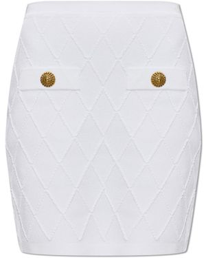 Balmain Short Skirt With Decorative Buttons - White