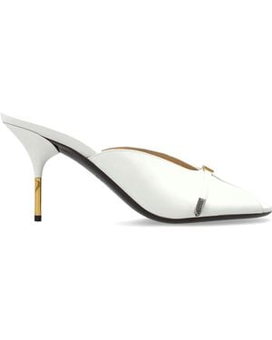 Versace Leather Heeled Mules 'Nyx' - White